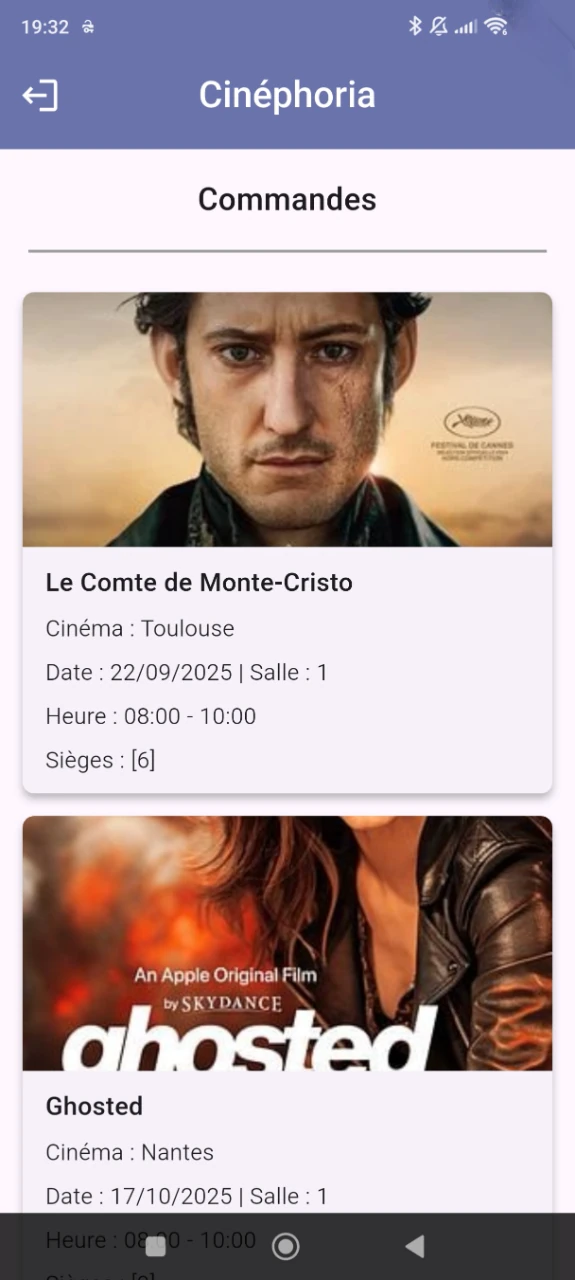 Cinéphoria - Commandes (Mobile)