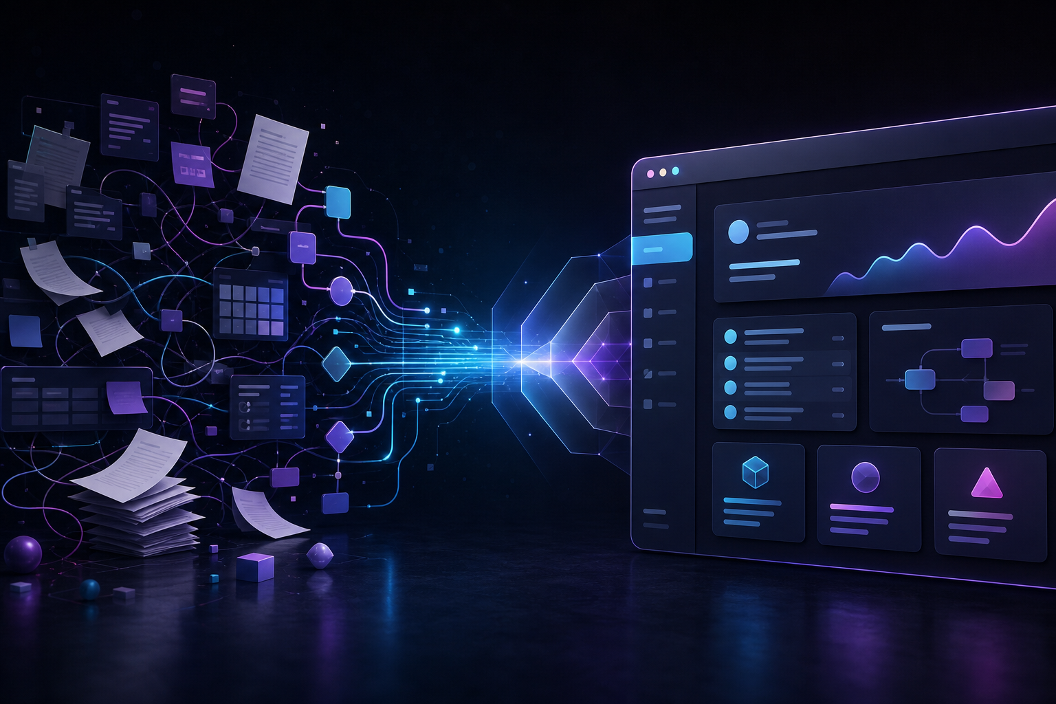 Illustration d’un processus métier transformé en application web sur mesure