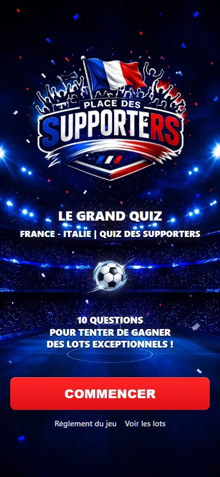 Accueil mobile du quiz France Italie de Place des Supporters